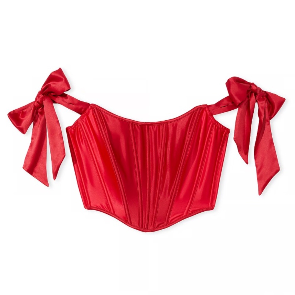Victoria Secret Red Satin Bow-Tied Corset Top